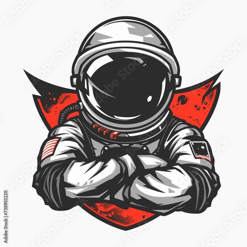 Astronaut Warrior Exploring the Unknown Cosmic Frontiers, vector astronaut isolated background