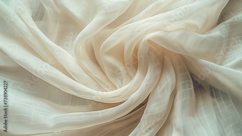Detailed macro close up of white cloth fiber displaying intricate fabric microstructure.