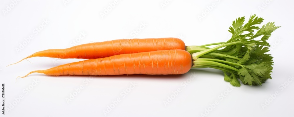 Fresh carrots on a white background. Generative AI. Fresh carrots on a white background. Generative AI.