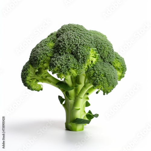 Fresh broccoli on a white background. Generative AI.