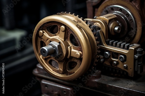 A Close-Up Shot of a Machine Lever in an Industrial Setting, Highlighting the Intricate Details and the Rustic Charm of Heavy Machinery