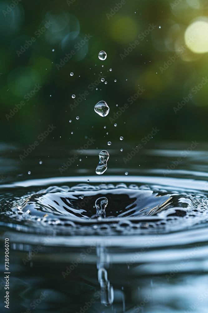 Water splash. Falling drop of rain