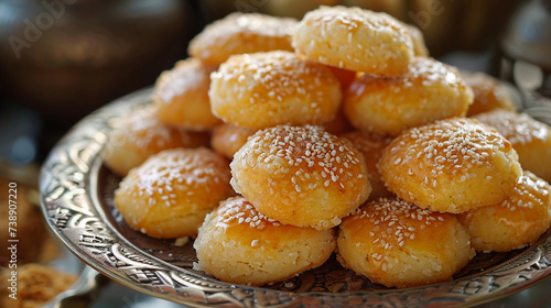 Şekerpare - Turkish Semolina Cookies in Syrup Delight Photo