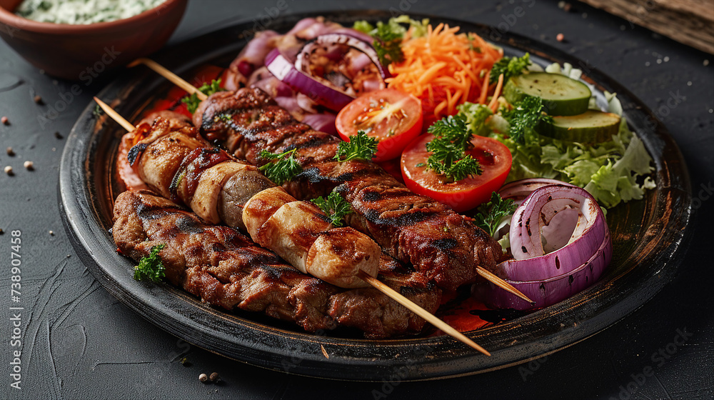 Şiş Kebab Platter with Grilled Meat Skewers Şiş Kebab Platter with Grilled Meat Skewers