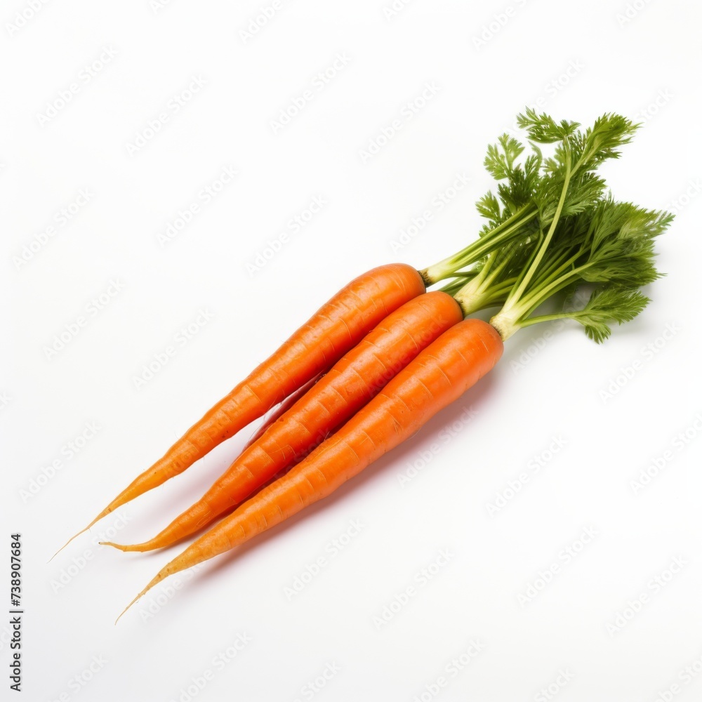Fresh carrots on a white background. Generative AI. Fresh carrots on a white background. Generative AI.