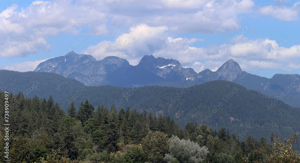 Distant and hazy Cascade Mountain range