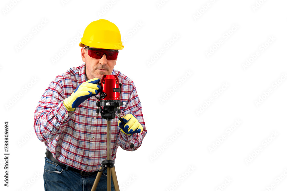 Builder man with objects and tools Builder man with objects and tools