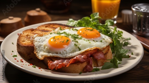 Wallpaper Mural Premium Food Photography of Breakfast, Bread, Fried Eggs, and Ham. Torontodigital.ca