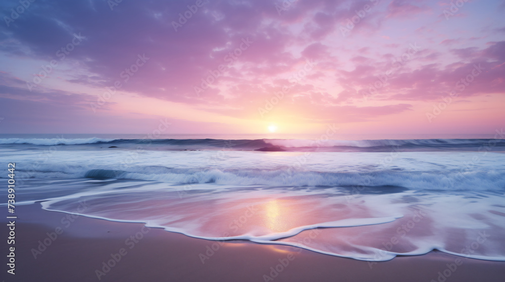 a dreamy and surreal image of a beach sunset Generative AI