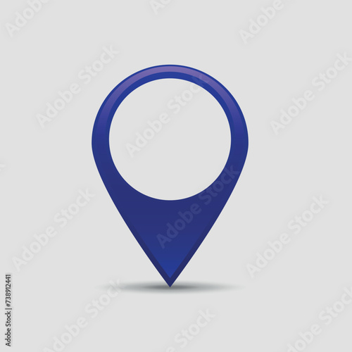 Free Download Blue 3D geolocation mark. Vector on a gray background - GFXLoad