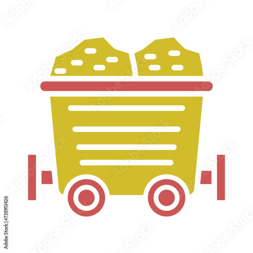 Mining Cart Glyph Two Color Icon