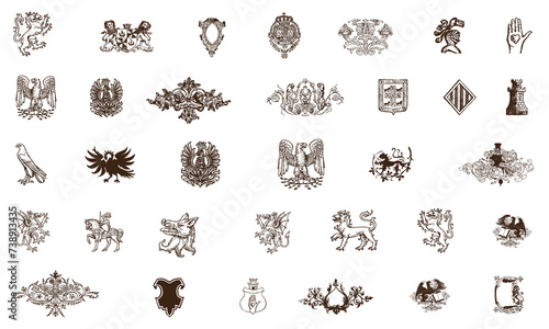 Set of heraldic icon