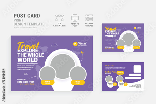 Modern Travel Postcard Design Template. Ideal for travel agencies, corporate promotions, and easy customization. Start inspiring adventures today