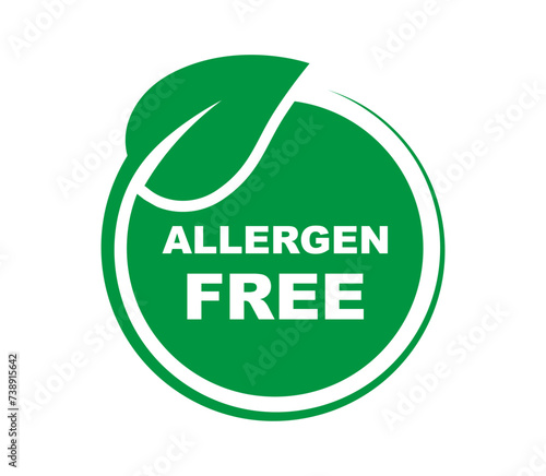 Allergen free label set. Allergen free icon for product packaging design. Natural product and organic food badge. Vector illustration.