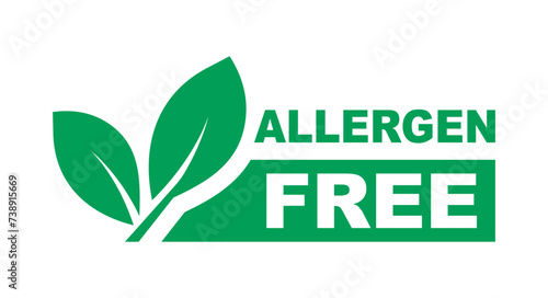 Allergen free label set. Allergen free icon for product packaging design. Natural product and organic food badge. Vector illustration.