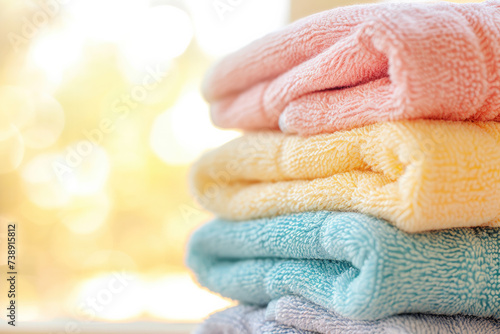 Gentle Palette: Folded Towels in Soft Sunset Hues  © Creative Valley