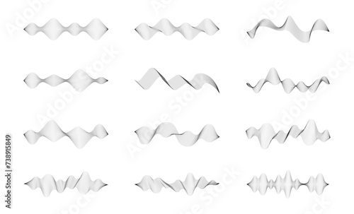 Abstract wave element set. Linear waves for design. Abstract smooth wave. Modern digital equalizer. Music frequency. Vector illustration.