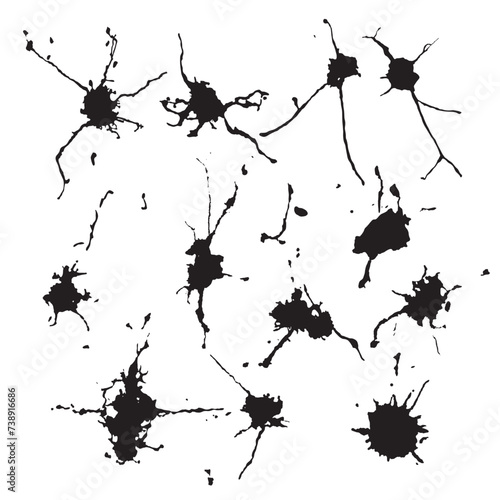 splatter ink blot icon set