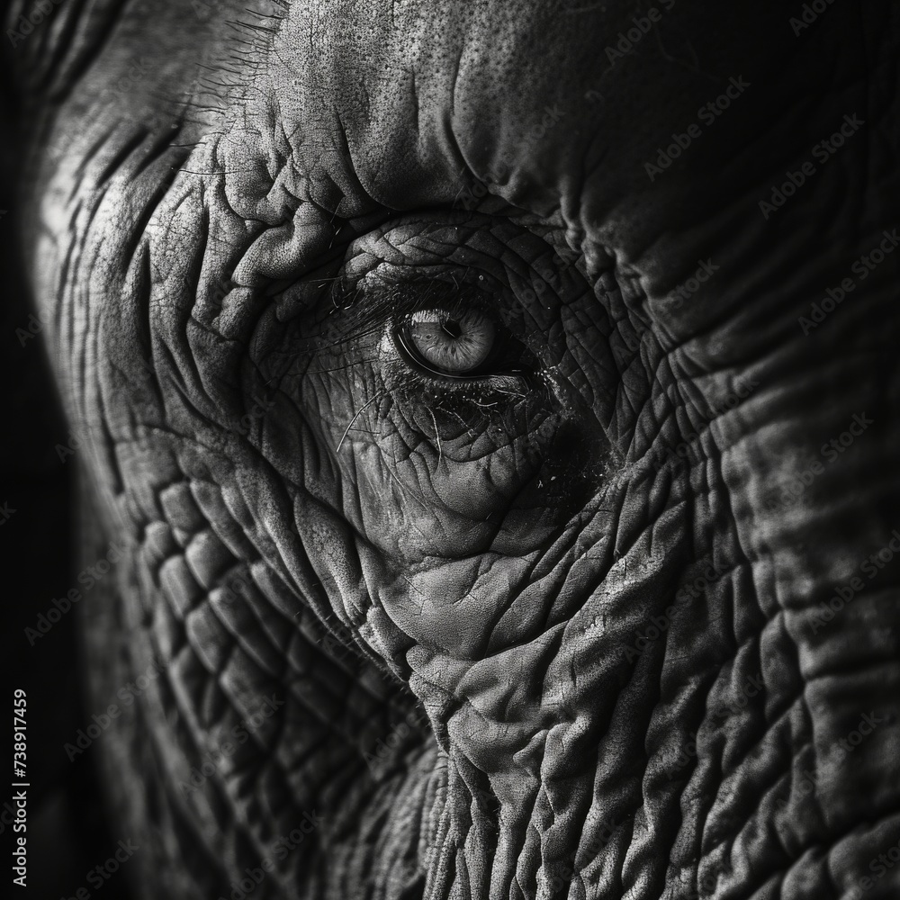 A close-up of a wise and elderly elephant, emphasizing the wrinkles and textures of its skin, symbolizing strength and wisdom. A close-up of a wise and elderly elephant, emphasizing the wrinkles and textures of its skin, symbolizing strength and wisdom.
