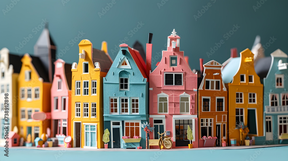 European Adventure: Papercut Art Featuring Urban Highlights in Amsterdam. Generative AI