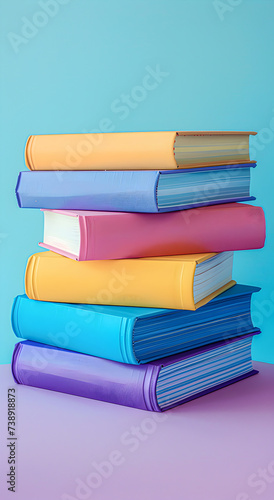 A stack of pastel-colored books.