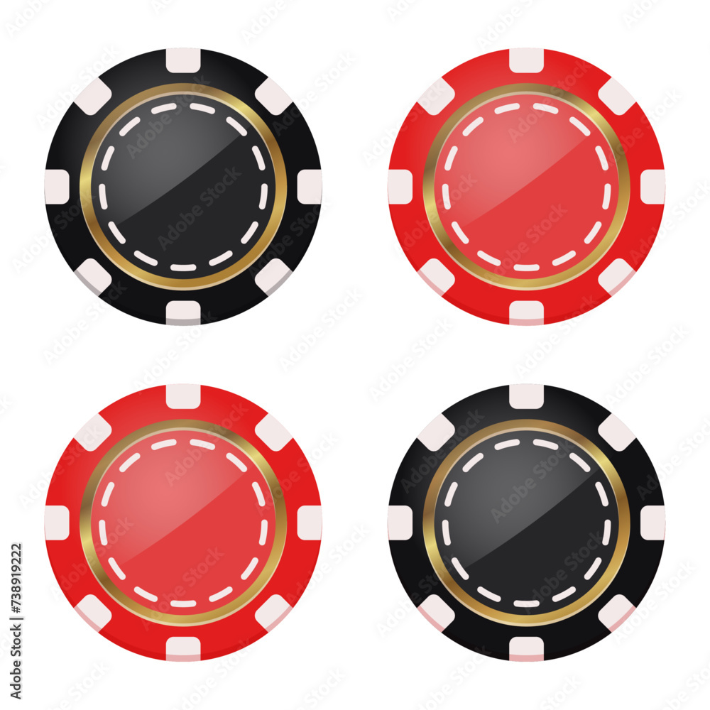Vector illustration on a casino theme. Set of realistic gambling chips. Vector illustration on a casino theme. Set of realistic gambling chips.