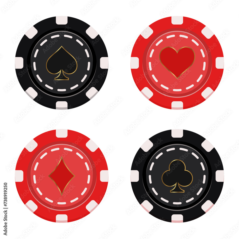Vector illustration on a casino theme. Set of realistic poker chips. Vector illustration on a casino theme. Set of realistic poker chips.