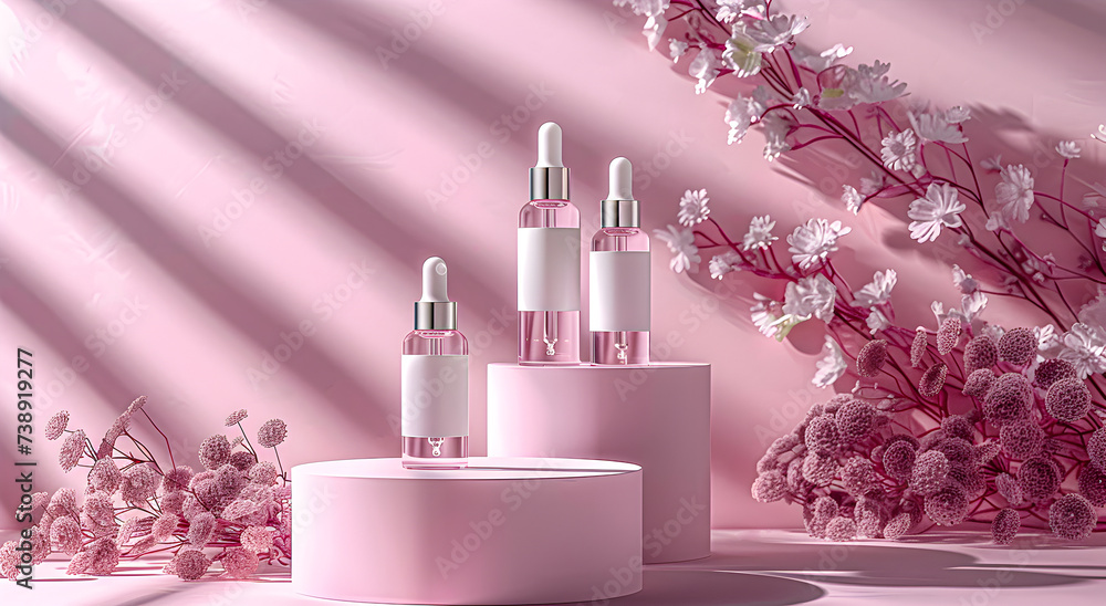 A dropper bottle for skin care. A dropper bottle for skin care.