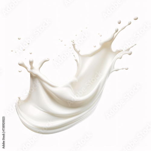 Splash of milk or cream isolated on white background With clipping path. Full depth of field. Focus stacking.