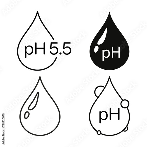 Ph simple icons set, neutral balance ph.