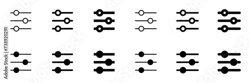Slider icons set, settings, control panel, setting, equalizer, edit tools, equalizer control, adjustment photo