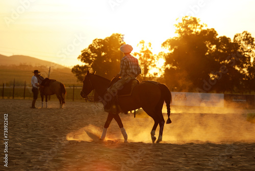 Bilde på lerret Competencia de doma redomon caballo criollo