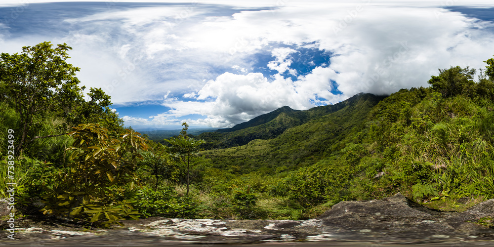 Green plants and trees on mountain peak in Negros Oriental. Philippines. VR 360. Green plants and trees on mountain peak in Negros Oriental. Philippines. VR 360.