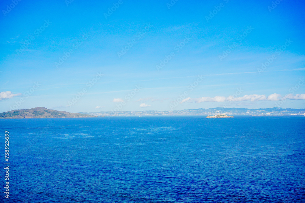 The landscape of San Francisco Bay and golden gate bridge in California The landscape of San Francisco Bay and golden gate bridge in California
