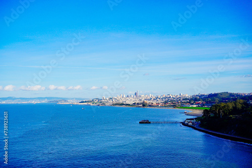 The landscape of San Francisco Bay and golden gate bridge in California 