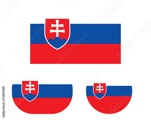 Flag in rectangle oval and circle, isolated png background. Flag of Slovakia