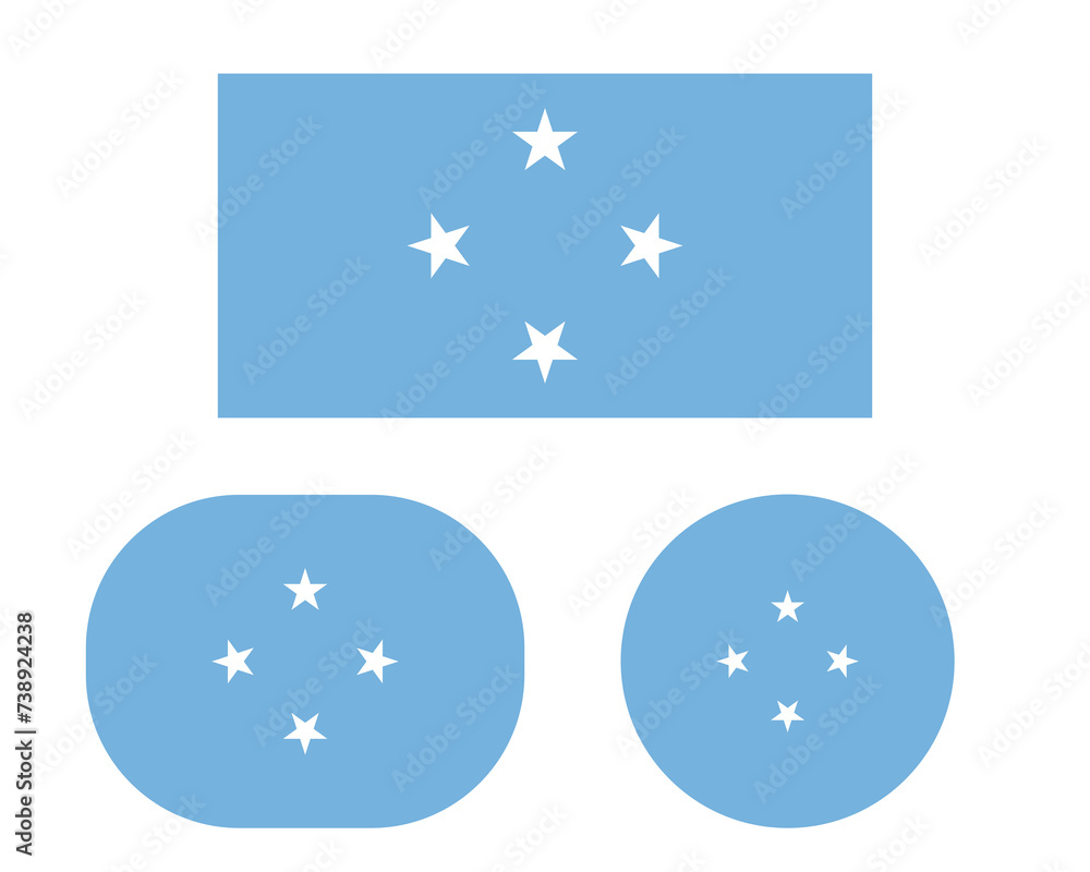 Flag in rectangle oval and circle, isolated png background. Flag of the Federated States of Micronesia Flag in rectangle oval and circle, isolated png background. Flag of the Federated States of Micronesia