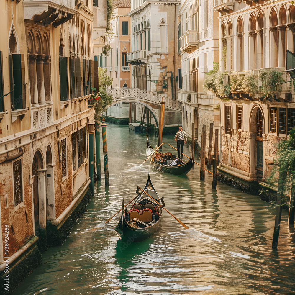 Serene Gondola Ride on Venetian Canal with Historic Architecture