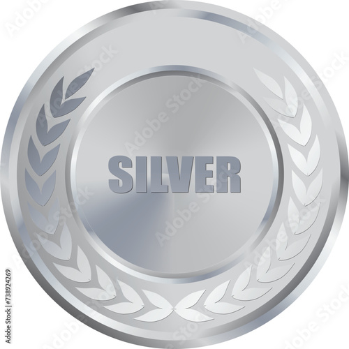 Realistic Silver Medal Vector, Silver Award, Prize, Silver Challenge Award, Medal Award winner, trophy, Silver Coin winner