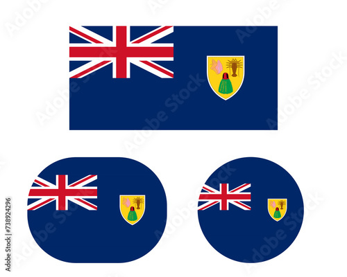 Flag in rectangle oval and circle, isolated png background. Flag of the Turks and Caicos Islands