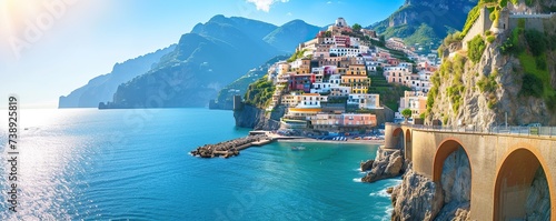 view of the amalfi coast of italy during a sunny day photo