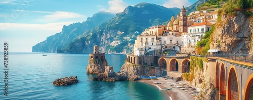 view of the amalfi coast of italy during a sunny day