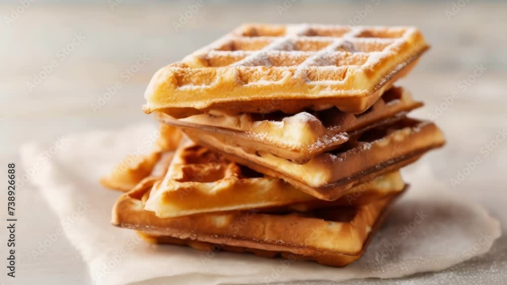 Stack of waffles on plate Stack of waffles on plate
