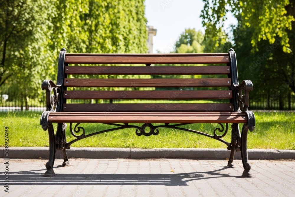 Isolated Park Bench with Wooden Retro Design for Leisure Activities Isolated Park Bench with Wooden Retro Design for Leisure Activities