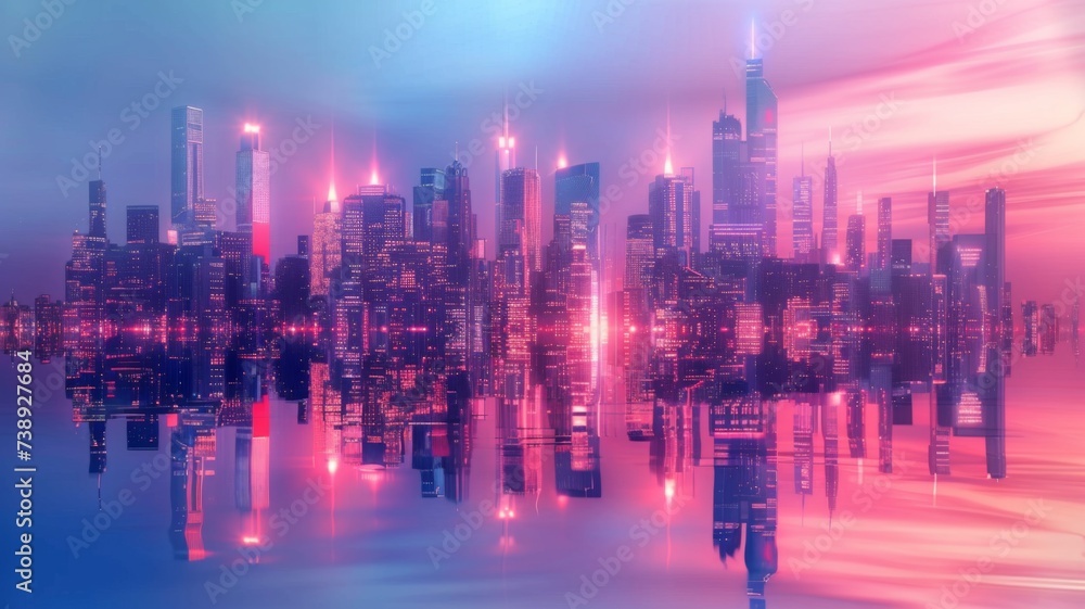 City Lights Igniting Evening Skyline - The city comes alive at night as the skyline sparkles with the ignition of lights, creating a breathtaking view of urban vibrancy. This image reflects the energe