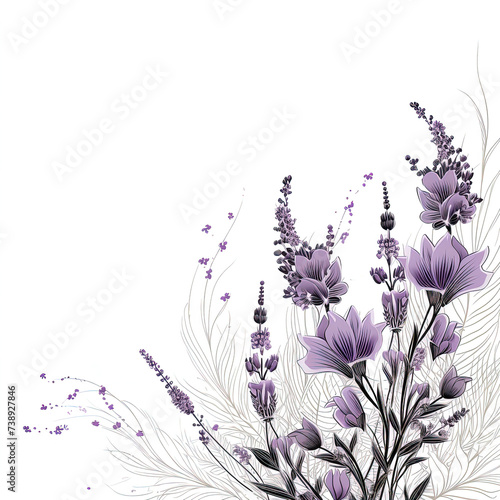 Abstract Lilac petals, black and white illustration. Illustration for design, for paintings