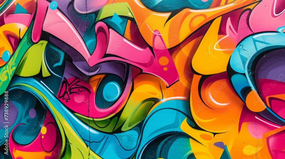 Obraz premium Transform any space into an edgy urban sanctuary with this bold graffiti wall art, blending modern design sensibilities with the raw energy of street culture.