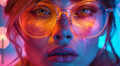 Glasses and neon lights