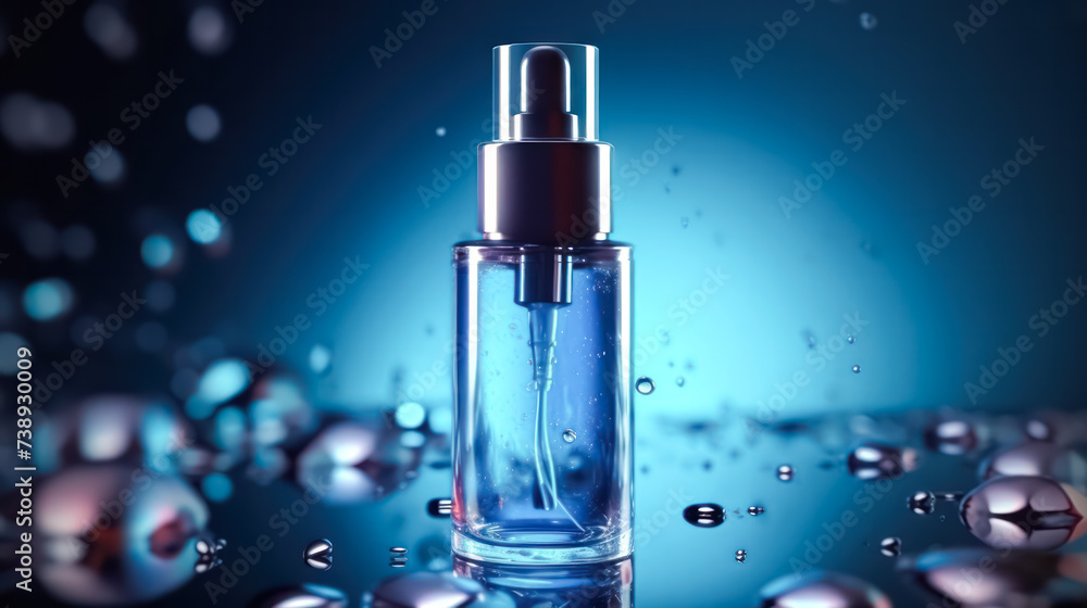 A mens fragrance bottle against a dark blue backdrop exuding sophistication and elegance, a perfect image for luxury perfume advertisements. A mens fragrance bottle against a dark blue backdrop exuding sophistication and elegance, a perfect image for luxury perfume advertisements.
