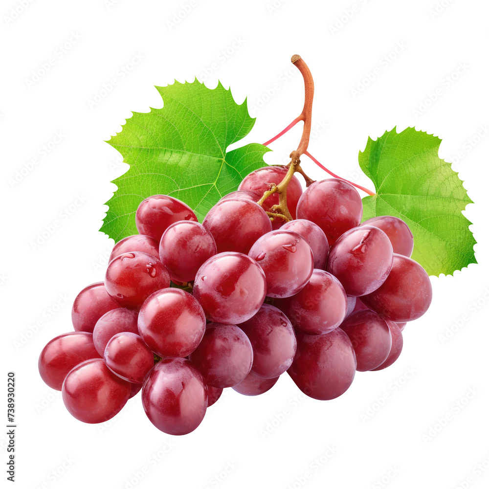 Fototapeta premium red grapes bunch isolated on white background. Generative AI.